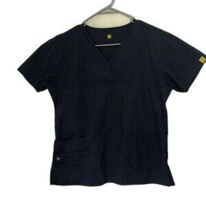 Women's Scrub Top Blue Short Sleeve‎ Uniform Work Medical